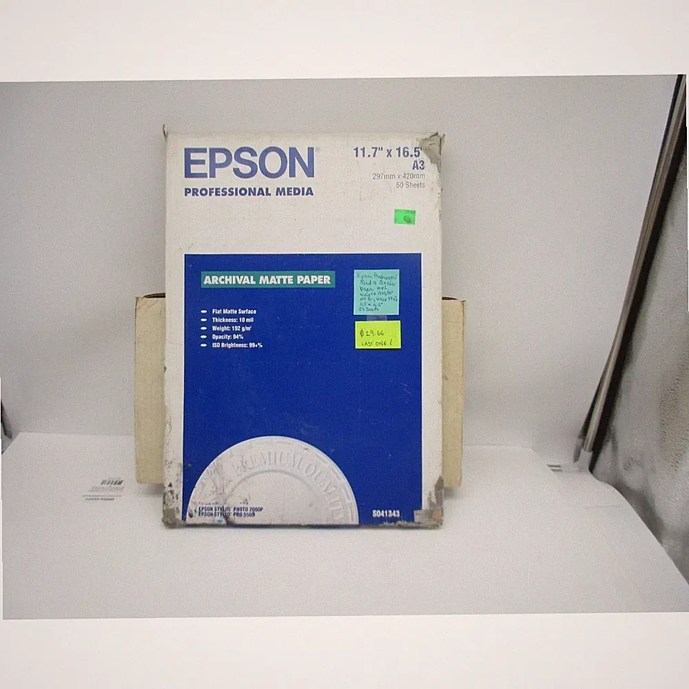 EPSON Archival Matter Paper, 10 mil, 11.7"x16.5", 50 sheets. Epson# S041343 NEW