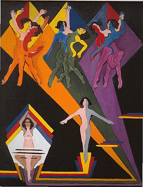Ernst Ludwig Kirchner : Dancing Girls in Colorful Rays : Archival Art Print