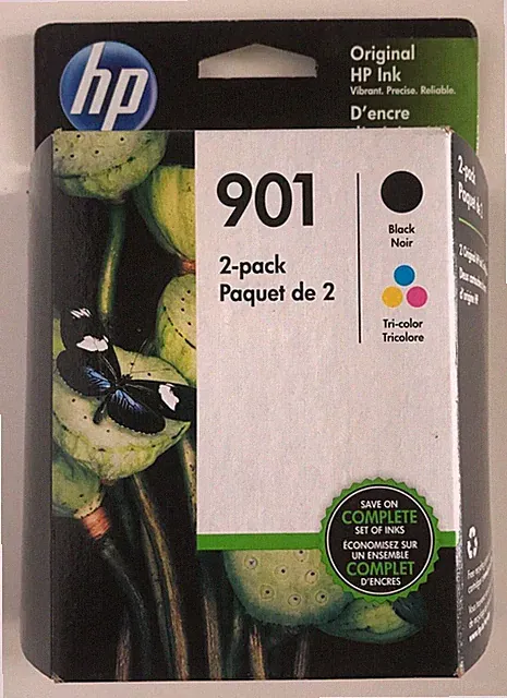 HP 901 Black & HP 901 Tri-Color Cartridge CN069FN CC653AN & CC656AN Foil Packs