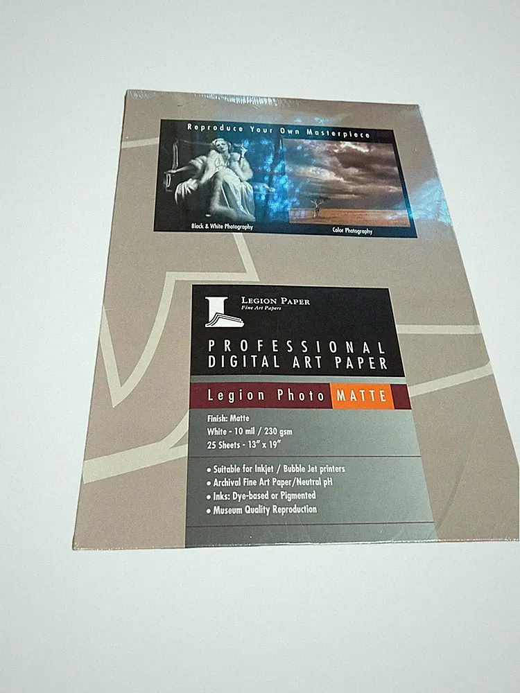 Legion Professional Digital Fine Art Paper Matte Archival Ink Jet, 13x19, 25shts