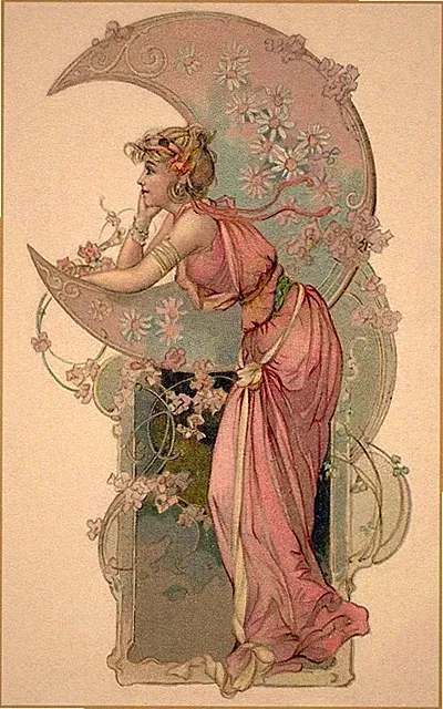 Moon : Alphonse Mucha : Archival Quality Art Print Suitable For Framing