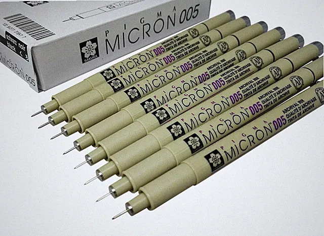 Pigma Micron pen 005 Black ink marker felt tip pen, Archival pigment ink, fin...