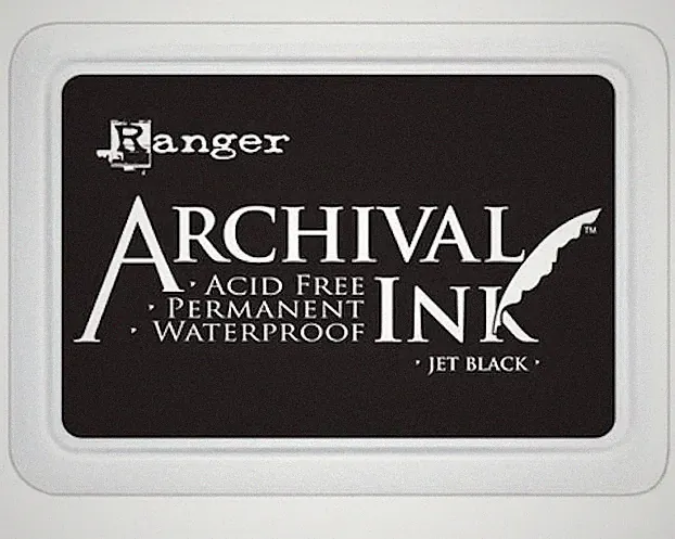 Ranger Archival Ink JET BLACK Permanent Ink Stamp Pad #0 Standard Size
