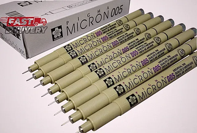 Sakura Pigma Micron Pen 005 Black Ink Marker Felt Tip Pen, Archival Pigment Ink