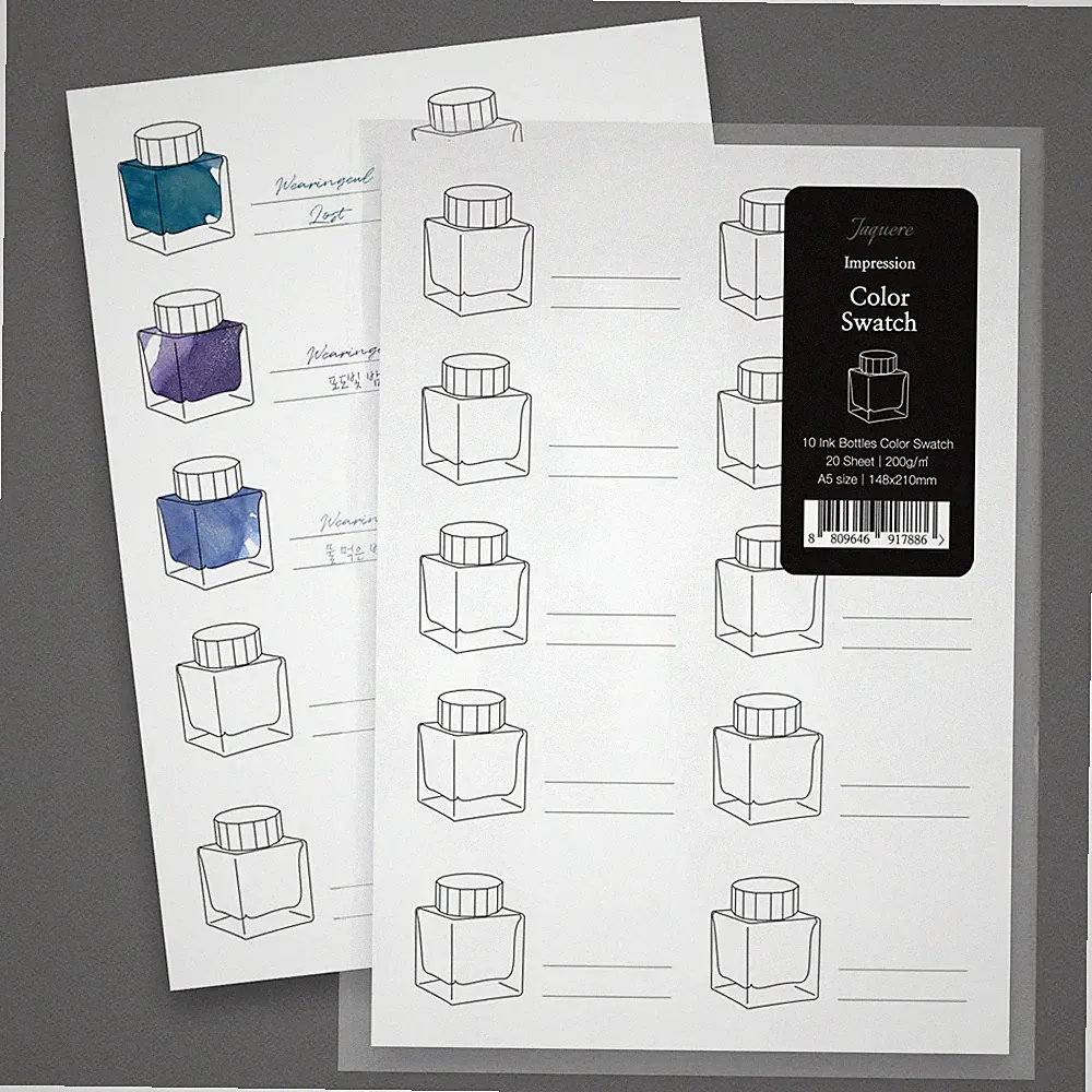 Wearingeul Impression Ink Color Swatch Paper - A5 - 10 Ink Bottles